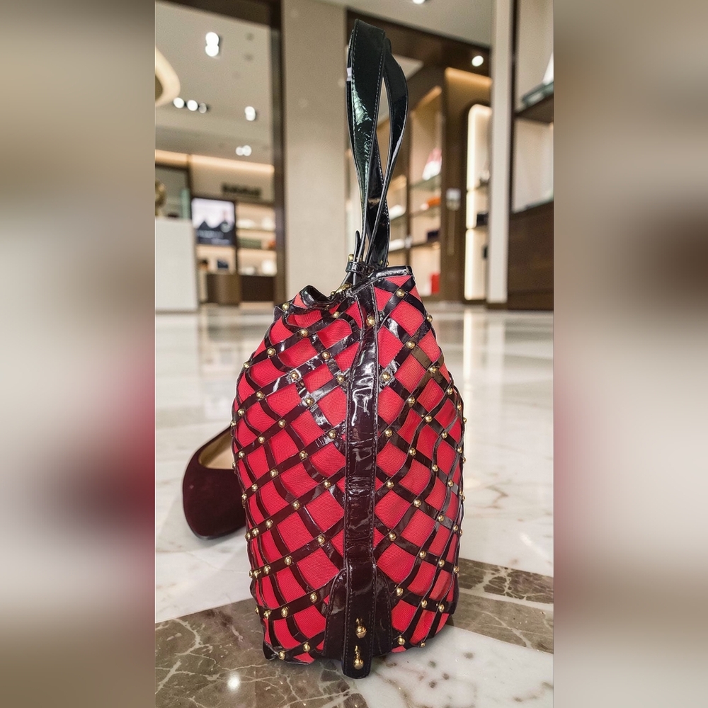 American Glamour Red & Black Handbag By Badgley Mischka NWOT - Picture 5 of 14